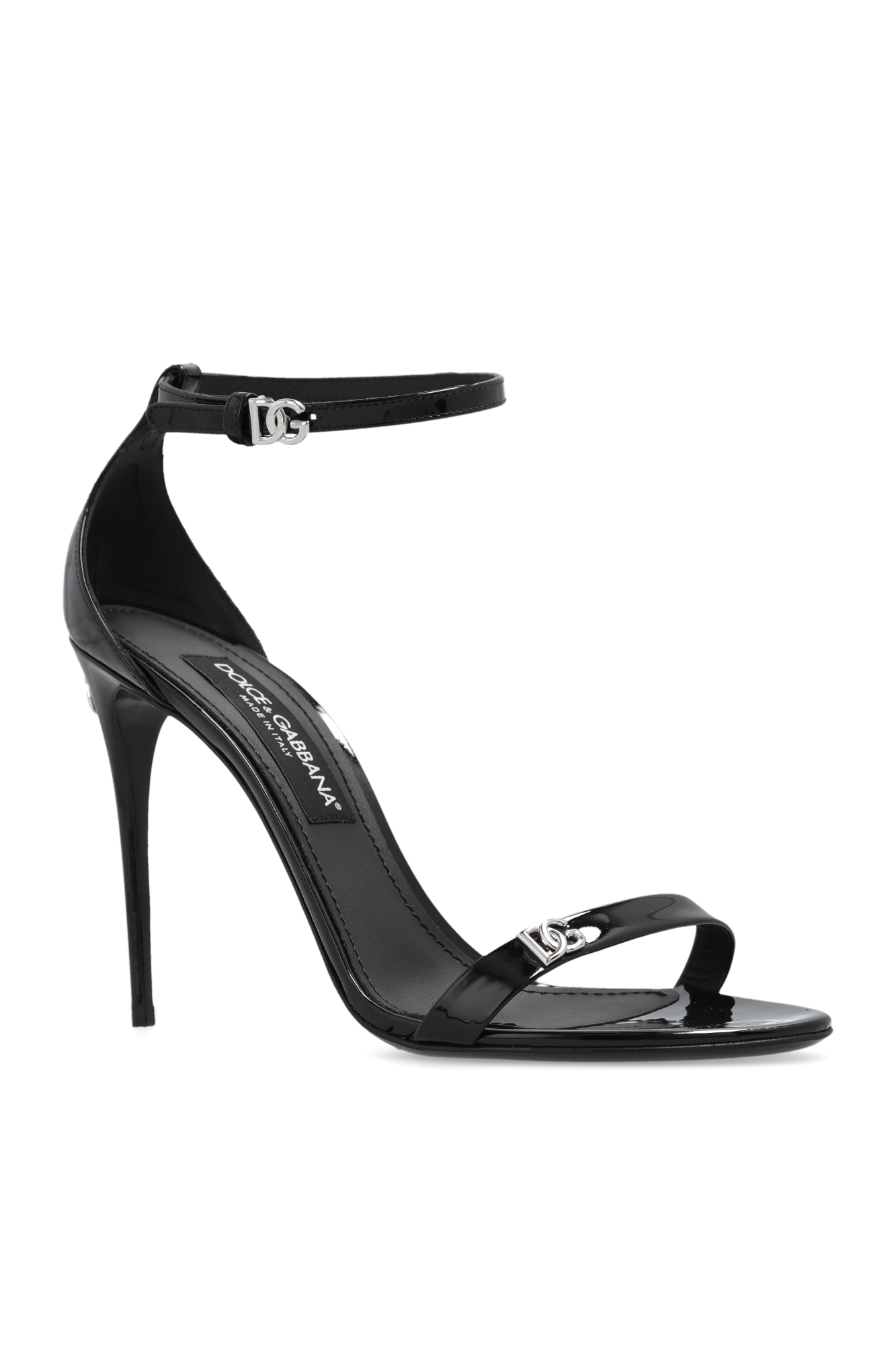 Dolce & Gabbana Black Leather Heels Slides Sandals Shoes